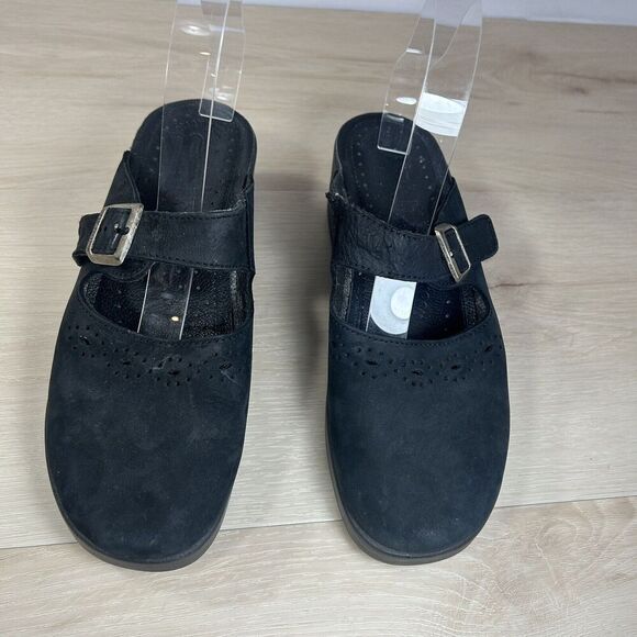 Fly Flot Black Suede Mules Clogs Womens 40 EU 8.5 US Comfort Shoe Made in Italy - Picture 3 of 12